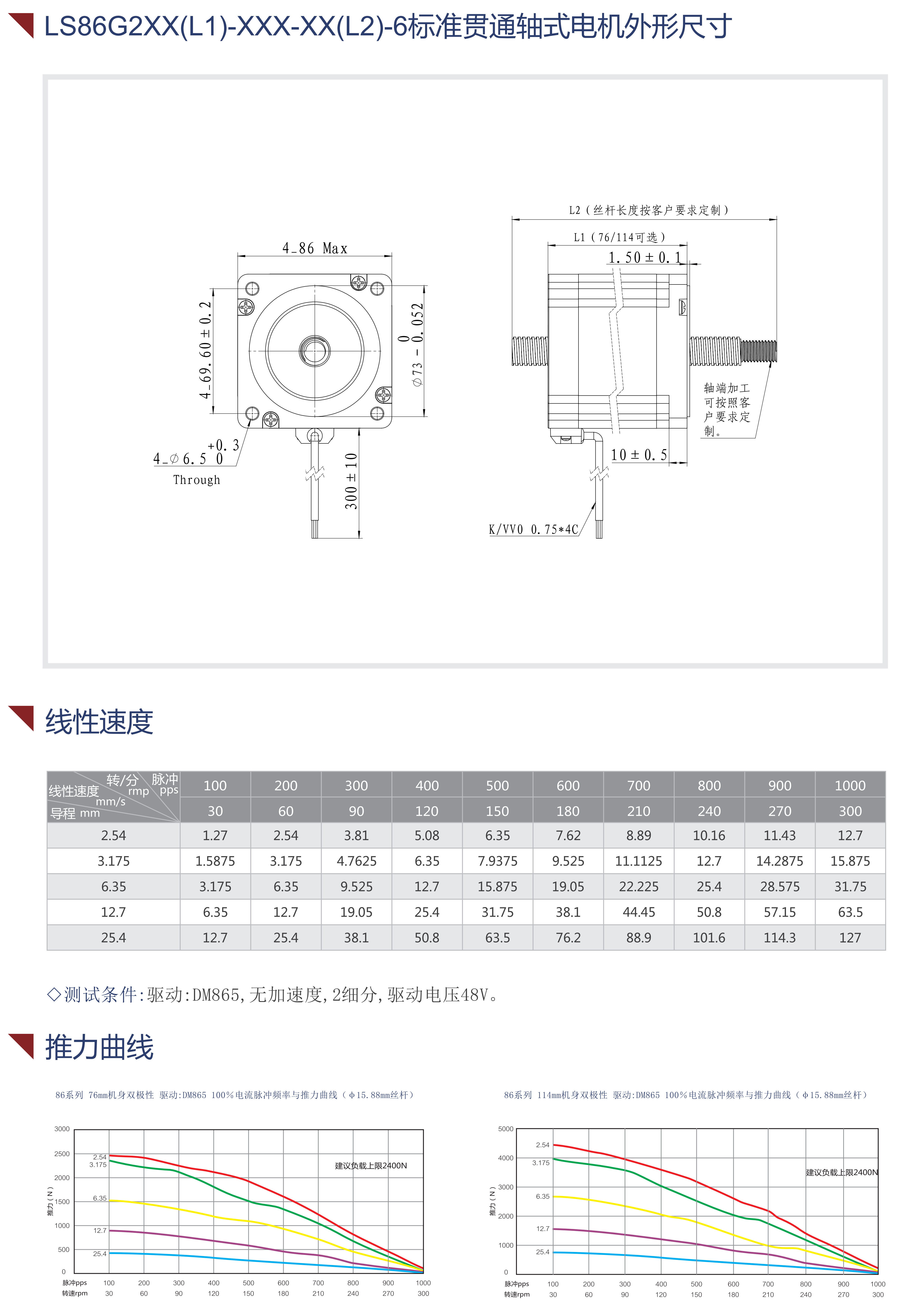 86贯通丝杆电机性能