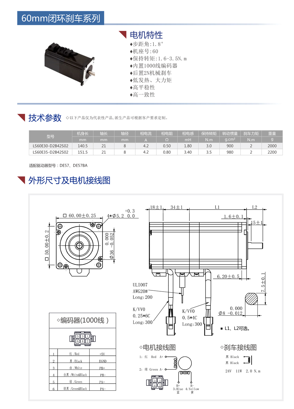 60闭环步进刹车电机